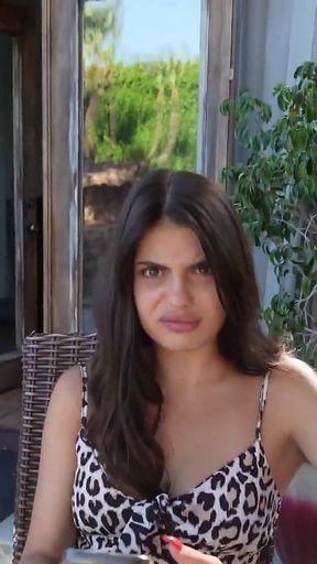Elena Spano Gives a Blowjob in the Garden and Fucks in the Bedroom with a Stranger