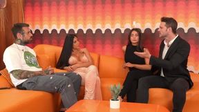 Busty Brunette's Plug Talk Interview Turns Wild