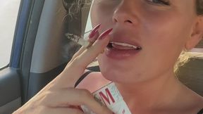 Anna Rain Litters and Smokes Out of the Car