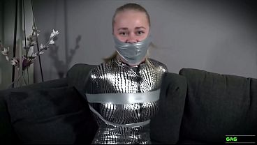 Darina - Blonde Girl Next door tied and gagged in bondage while wearing a catsuit EP 2