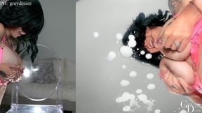 Dual Angle Big Tit Lactating MILF Makes Milk Mess - Grey Desire