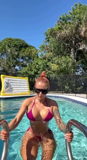 Poolside swimsuit photoshoot