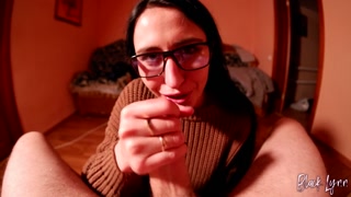Nerdy Girl in Glasses Sucks Cock in POV - Black Lynn