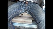 Public full bladder nonchalant car seat piss
