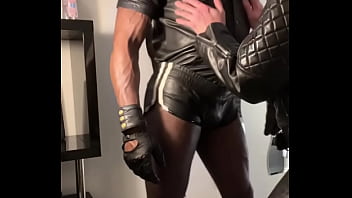 Leather BDSM Interracial Nipple Play &amp_ Cock Sucking