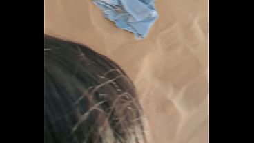 Chinese GF gets covered with cum at the beach