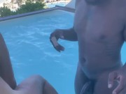 Risky Outdoor Pool Hardcore Raw Fuck. Hung BBC Fucks Twink In Public