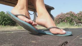 Playing with her flip-flops. MP4