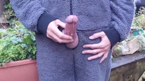 Big Cock Outdoor Edging Cum Flowing Onesie Wank for the Neighbours - Rockard Daddy