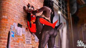 Spiderbabe gets her superhero cape caught in a tight BDSM chokehold