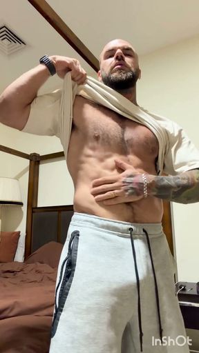 Muscle Worship Close-ups: Hairy Chest, Bush &amp; Massive Uncut Cock