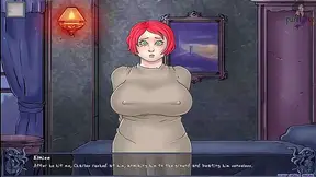 Fiery Redhead Gamer Girl Teases with Voluptuous Curves in Steamy RPG Cutscene