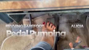 With flip flops and bare feet this woman pumps antique car pedals (2)