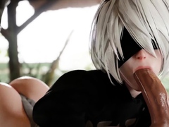 NieR Automata Horny 2B Suck Huge Thick Cock Sex Collection