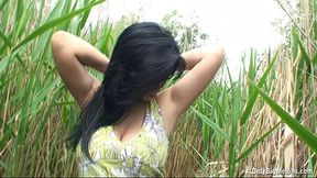 Busty Ellen Stripping And Bottle Fucking