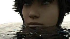 Giantess feasts on helpless swimmer