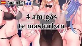 JOI Hentai - 4 amigas te masturban en una fiesta.