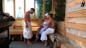 bimbodoll fucked by 2 italian stallions outdoors in double penetration