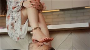 Lisa From Ukraine On Table Top - Man Licking Her Sexy Bare Feet - HD 2560x1440