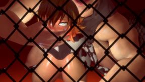 anime cow girl hard anal pounding in the sex cage