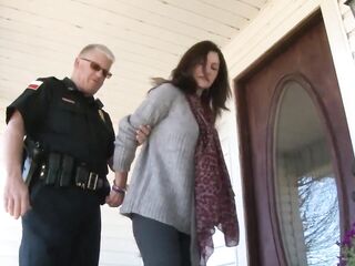 Mock arrest (Handcuffing older woman behind her back)