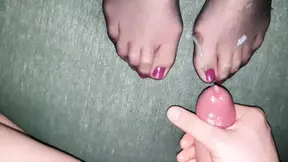 Cum on Nylon feet #12