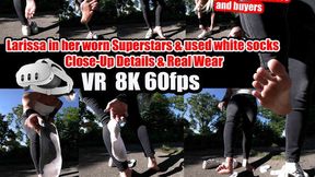 VR 3D 8K 180 60 fps | Larissa in her worn Superstars & used white socks – Close-Up Details & Real Wear