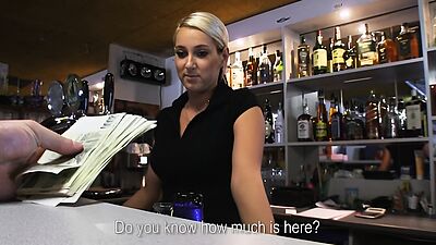 Super gorgeous Lenka gets fucked in pub and receives sticky facial