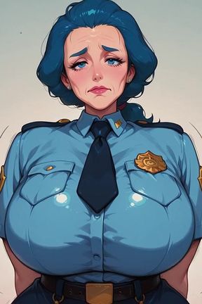 Blue Hair Ai Fanart Police Officer