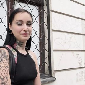 German Scout - Tall tattooed college teen pickup and raw fuck at street casting