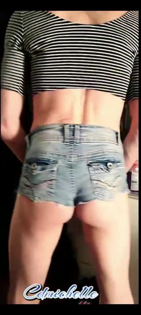 Cdmichell Wearing Crop Top & Booty Shorts with Cock Hanging Out of My Pocket K Hangin