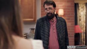 Athena Faris In Brunette Tourist Dominated By Older Man