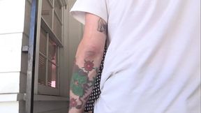 He pulls her hair back as he skull fucks her, getting her ready for the real thrusts that