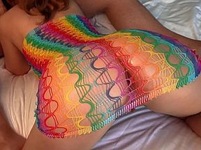 Homemade Sex Tape: Horny GF with Huge Tits in Fishnet Sucks & Fucks in Doggy with Loud Moans