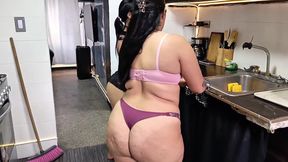 Stephanie and Maria Clean the House and Show Their Bodies