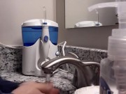 My crazy ass being a good example and washing my hands with TWO types of soap