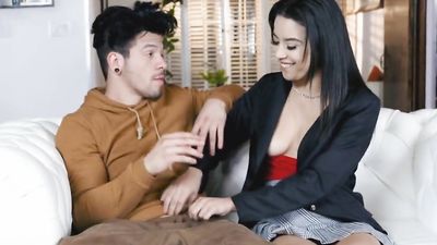 Fucking sweet ebony pussy while gf is home