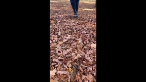 Crunching and Crushing Fall Leaves in Boots