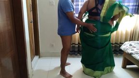 Desi Super Hot Stepaunty Fucked by Neighbor While Wearing Saree - Huge Fuck &amp; Cum