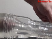 Transparent Fleshlight training for stamina improvement & cum control 1a.