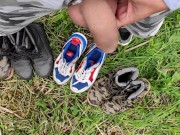 4 times piss and cumshot on my used boots and sneakers