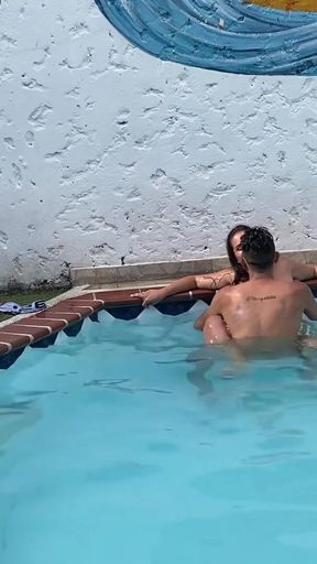 THE NEIGHBOR LEAVES HER HUSBAND AT HOME TO FUCK THE FIRST SEE IN THE POOL   Clip 2
