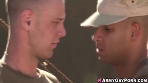 Fane Roberts And Brandon Evans In Soldiers And Couldnt Help But Sneak Into The Barracks And Have Oral Sex Nearly Getting Caught By Their Superior. 6 Min