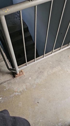 outdoor in the parking garage- stairwell wiped