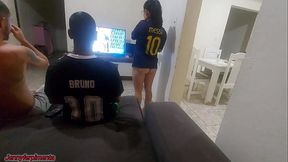 Latina wife loses bet and gets DP from hubby's friend