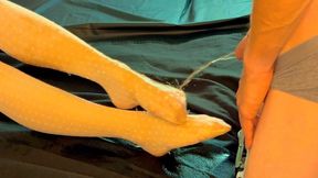 Awesome piss shower for her cute little feet in these sexy white nylons (Artwork without audio)