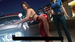 Shemale Police Officer Rubbing Luna Pussy and Squeezing Her Boobs