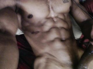 Massive ebony penis muscle guy slow wanking with priceless cum discharged