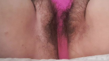 hot husband looking at her hairy pussy
